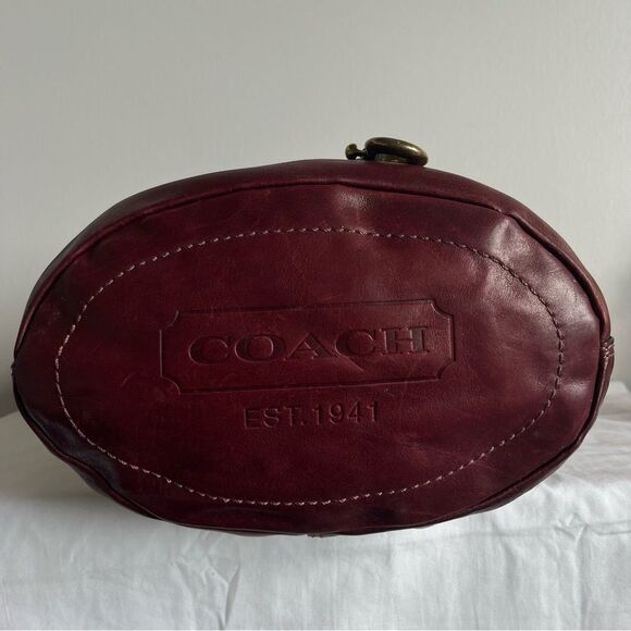 RARE | COACH Bleecker XL Bucket Duffle Legacy Tattlesall Maroon Hobo Bag 11423 - Picture 9 of 16